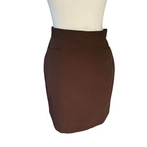 VTG 90s petite inclinations brown mini skirt women waist 27” a-line pocket
